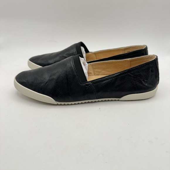 Women's Frye Melanie Black Leather Slip On  Sneaker Shoes 6M NIB New - Picture 1 of 11